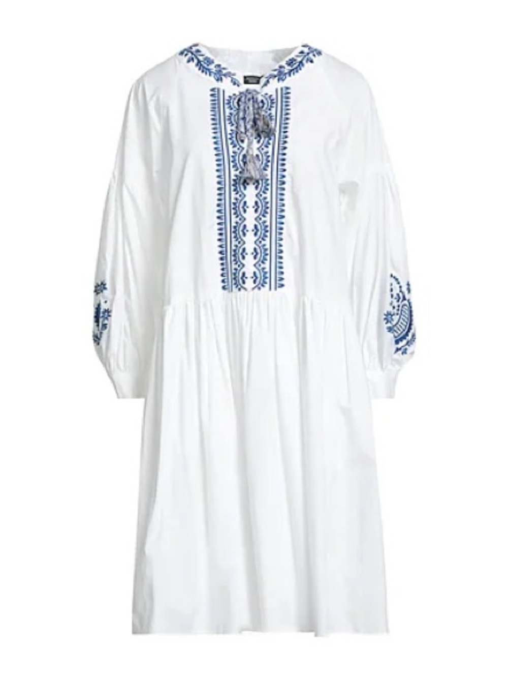 Weekend Max Mara White Dress with Blue Embroidered Trim